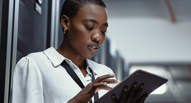 Woman in front of servers