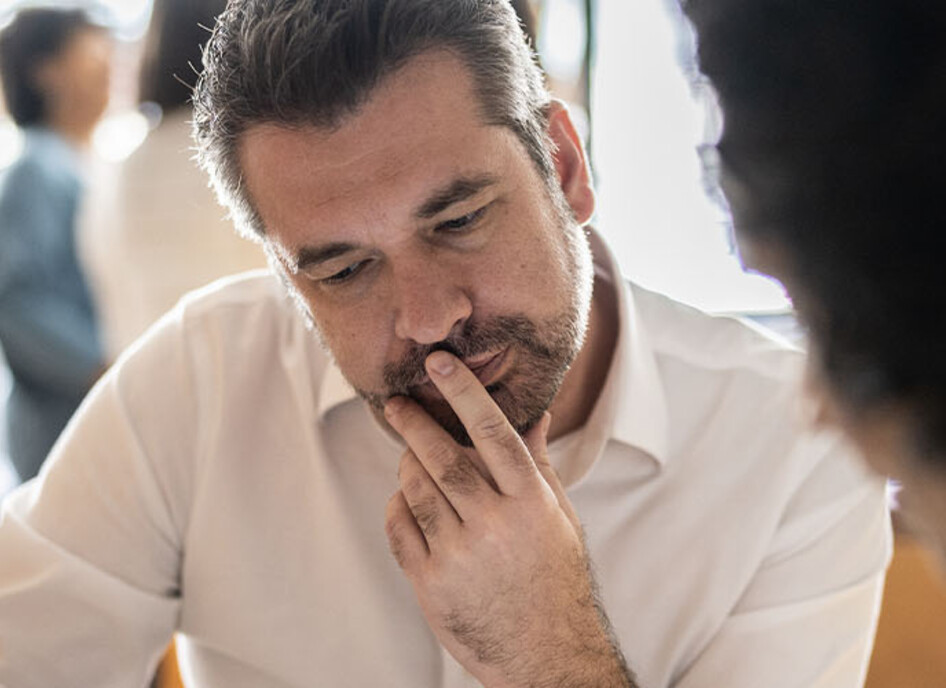 Person looking at a digital tablet