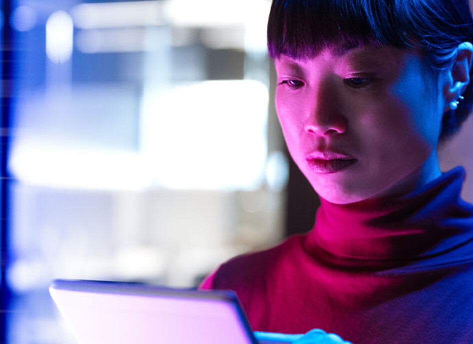 Person using a digital tablet